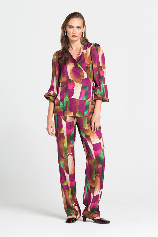 Σατινέ Πουκάμισο με Δέσιμο Στο Πλάι