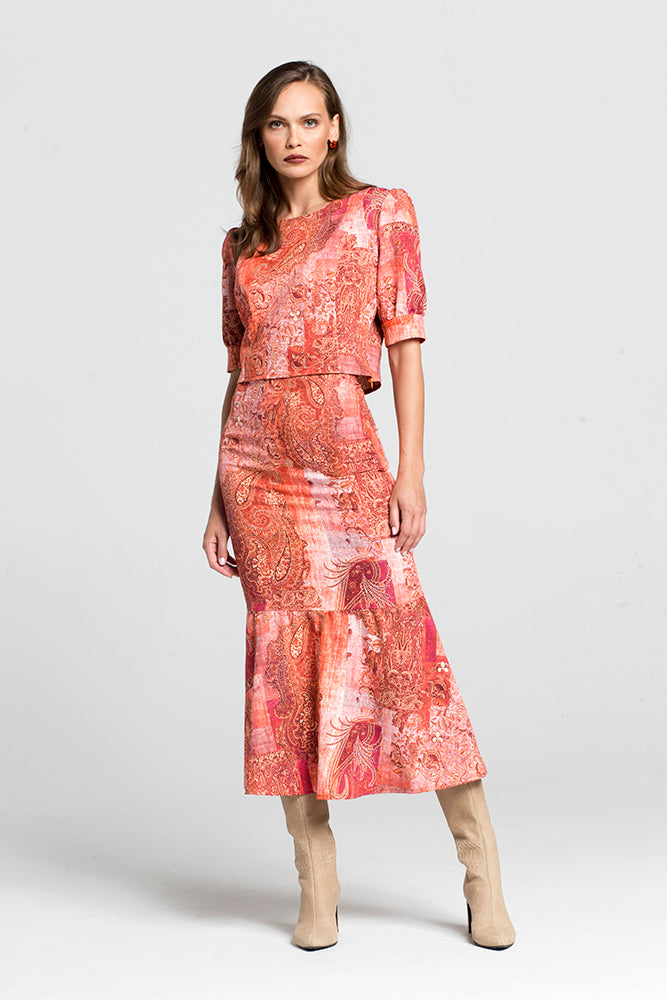 Crop-top με Τύπωμα Λαχούρι