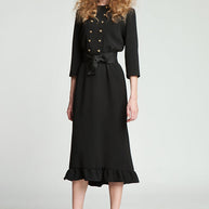 Crepe Dress with Gold Buttons