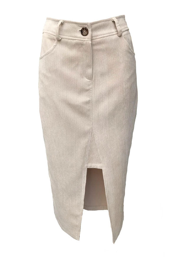 Corduroy Skirt with Opening