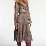 Floral Skirt with Ruffles