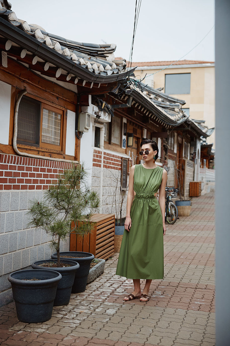 Midi Dress with Open Back