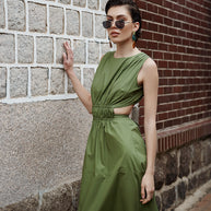 Midi Dress with Open Back