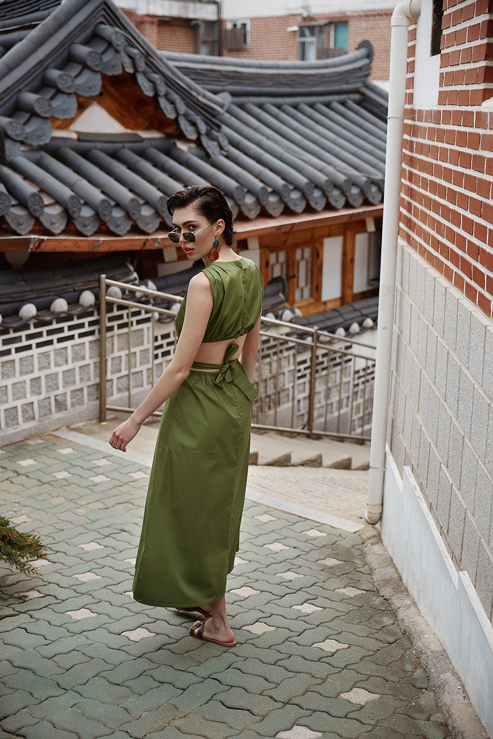 Midi Dress with Open Back