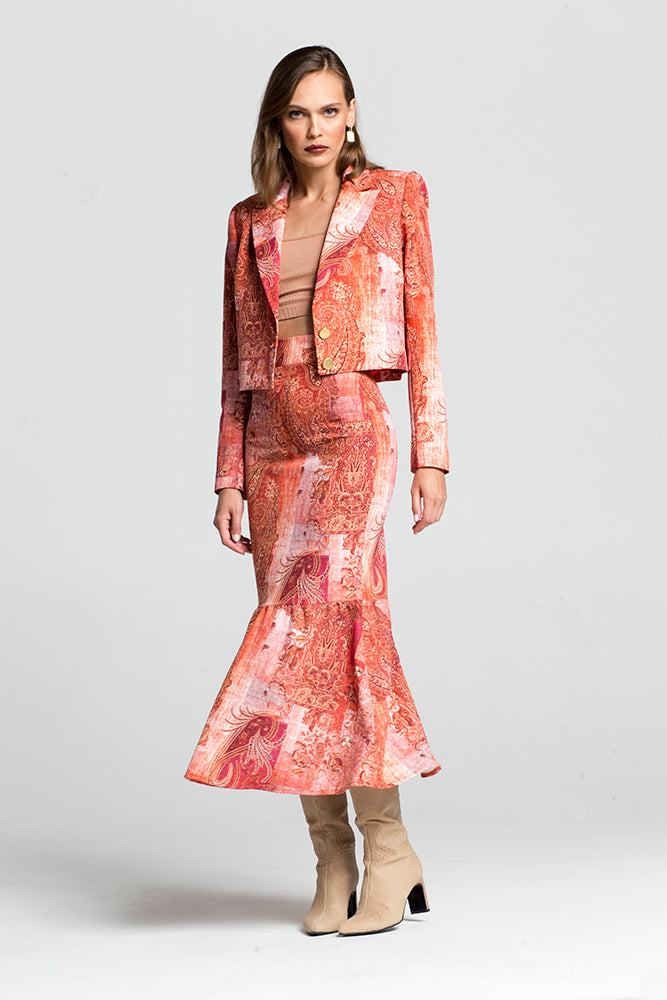 Σακάκι Κοντό με Σχέδια Λαχουριών