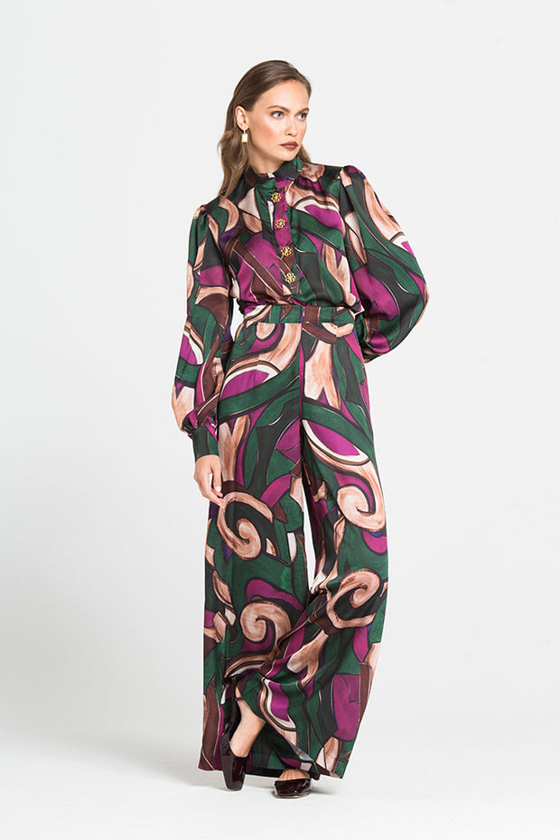 Πουκάμισο με Σχέδια Και Σατέν Υφή