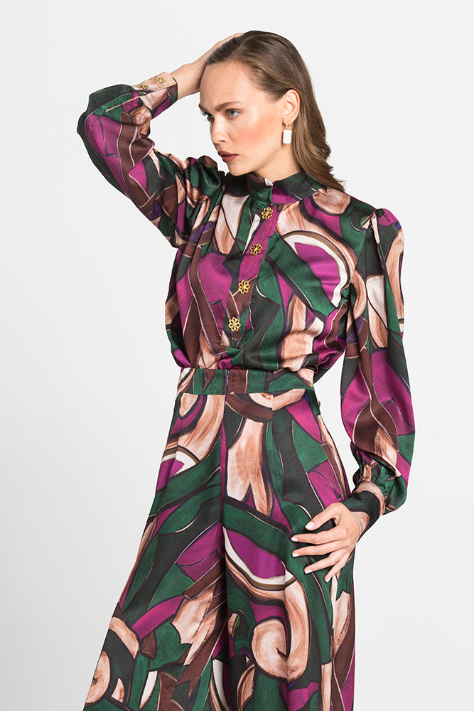 Πουκάμισο με Σχέδια Και Σατέν Υφή