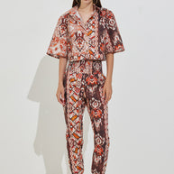 Εμπριμέ Παντελόνι με Λάστιχο Στη Μέση