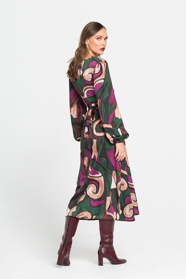 Φόρεμα με Σχέδια Και Δέσιμο Στη Πλατη