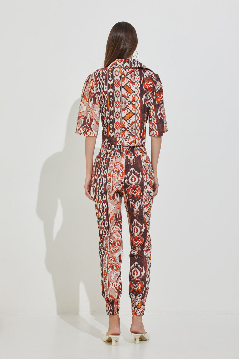 Εμπριμέ Παντελόνι με Λάστιχο Στη Μέση