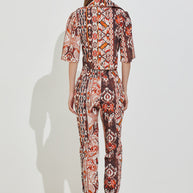 Εμπριμέ Παντελόνι με Λάστιχο Στη Μέση