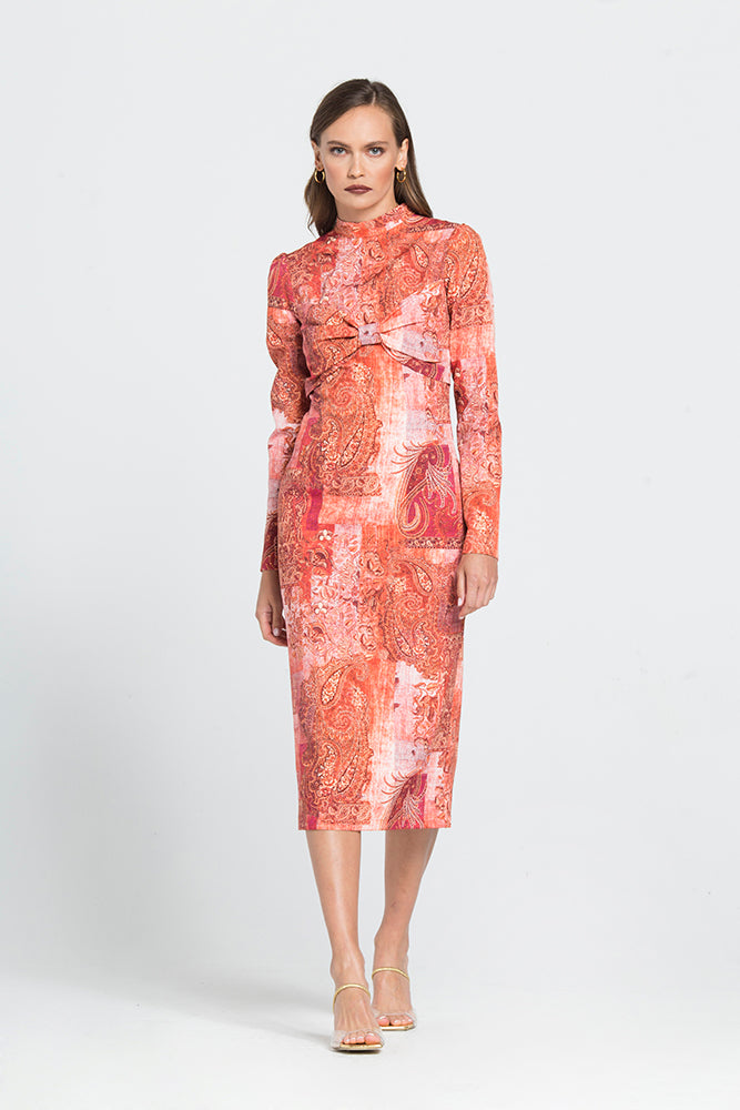 Φόρεμα με Σχέδια Λαχουριών Και Φιόγκο