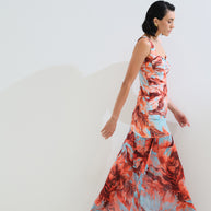 Maxi dress with two fabrics