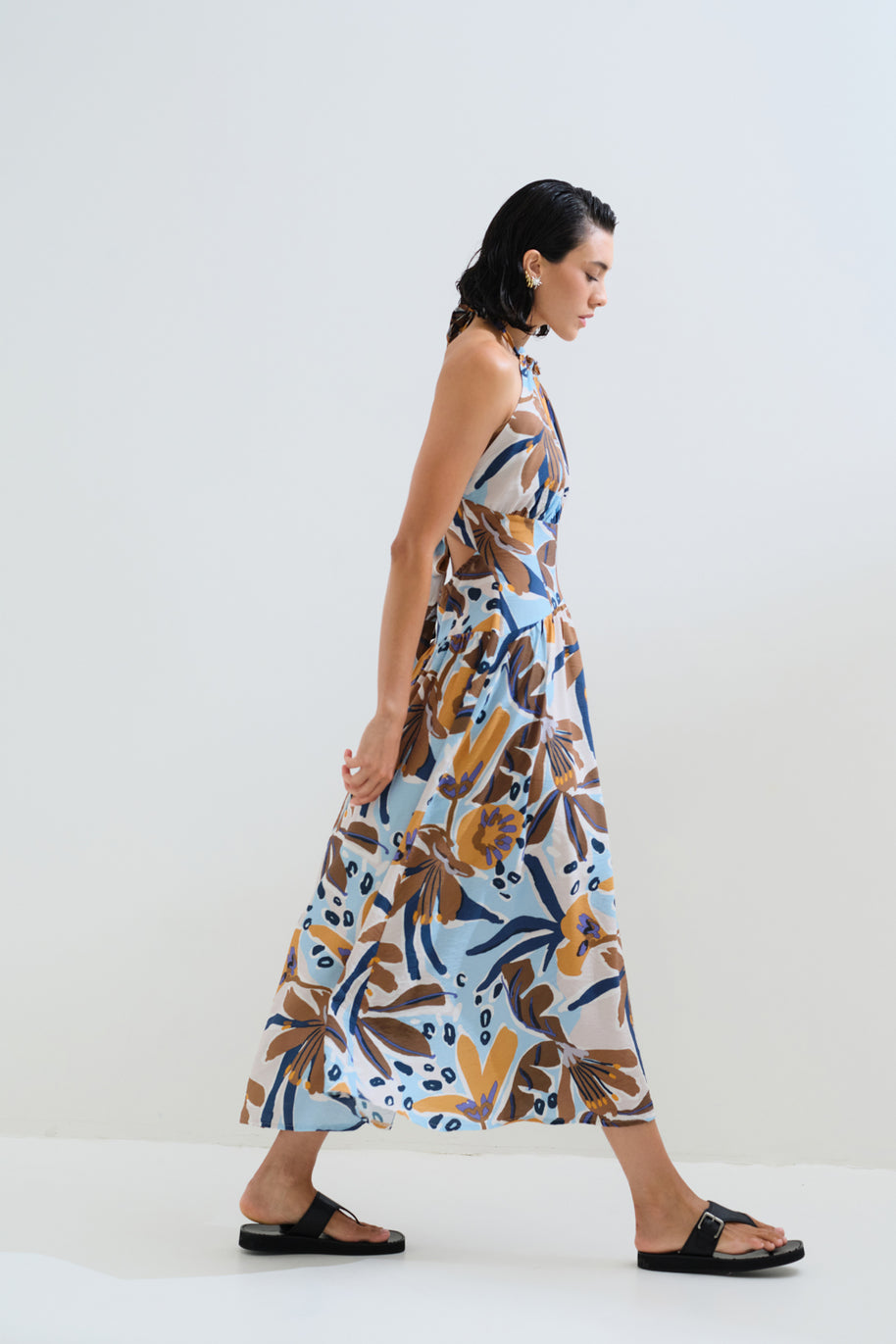 Printed dress ties neck and back