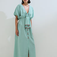 Φόρεμα ριγέ με δέσιμο