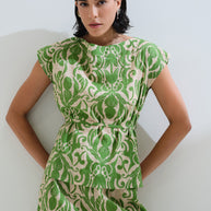 Printed blouse with matching belt