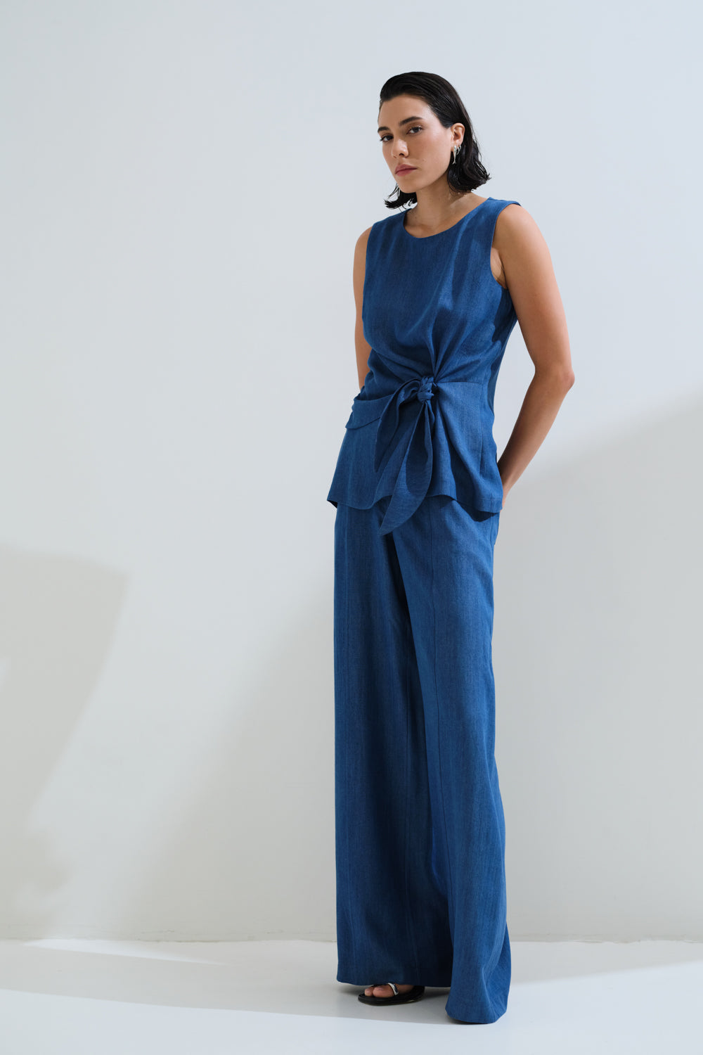 Ψηλόμεσο φαρδύ παντελόνι