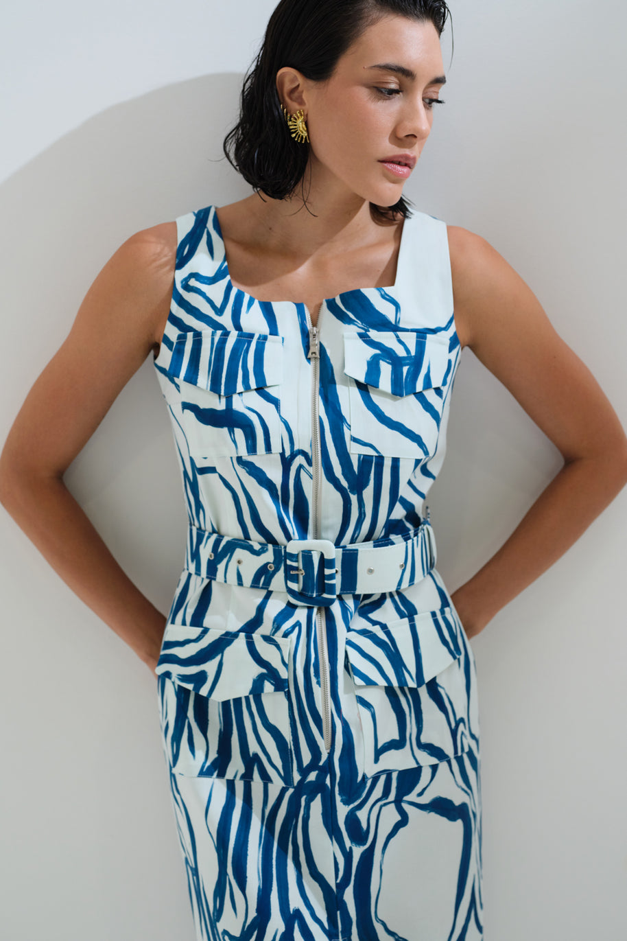 Φόρεμα ίσιο τσέπες μπροστά