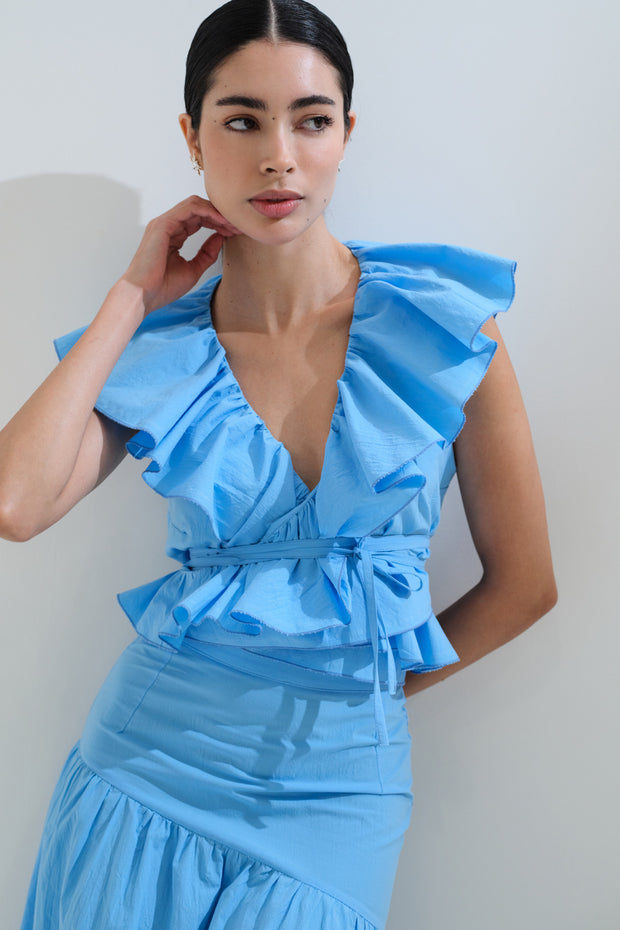 Κρουαζέ μπλούζα με βολάν