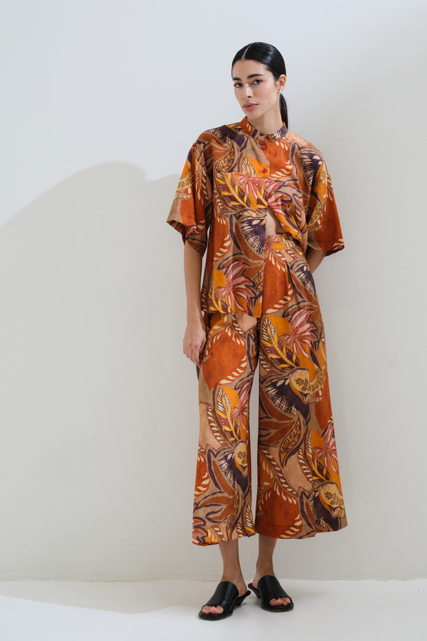 Πουκάμισο εμπριμέ μάο γιακάς