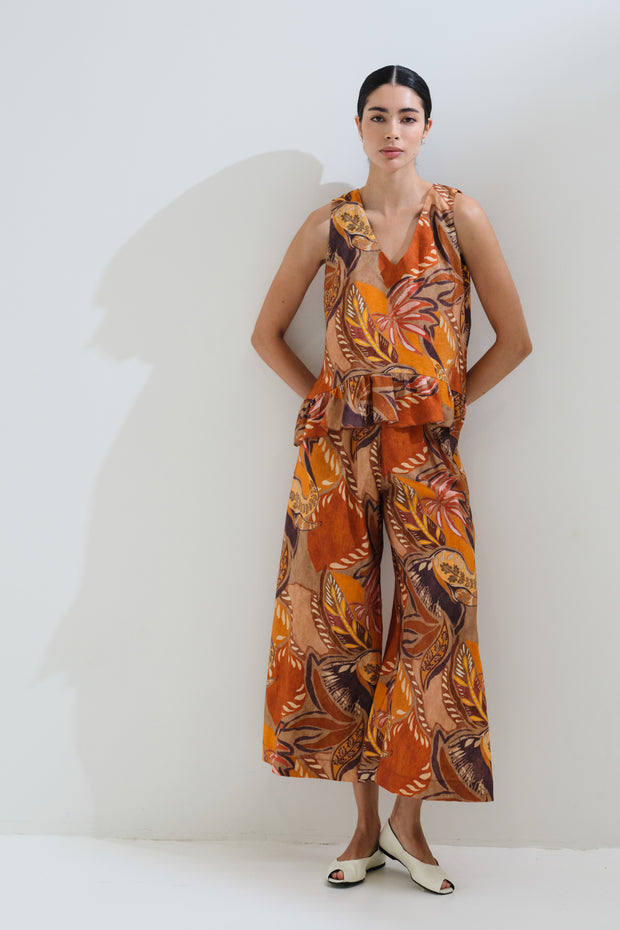 Μπλούζα εμπριμέ με βολάν