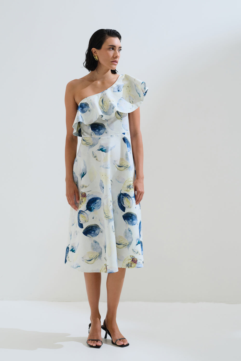 Ruffled one shoulder dress