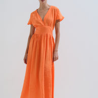 Midi dress with short sleeve