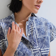 Linen blue-white blouse