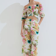 Floral linen pants