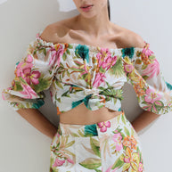 Μπλούζα φλοράλ με λάστιχο