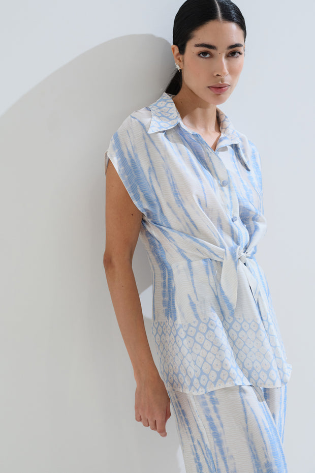 Πουκάμισο εμπριμέ με δέσιμο μπροστά