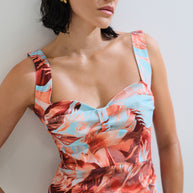 Maxi dress with two fabrics