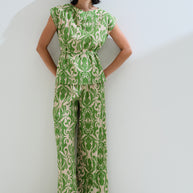 Printed blouse with matching belt