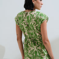 Printed blouse with matching belt