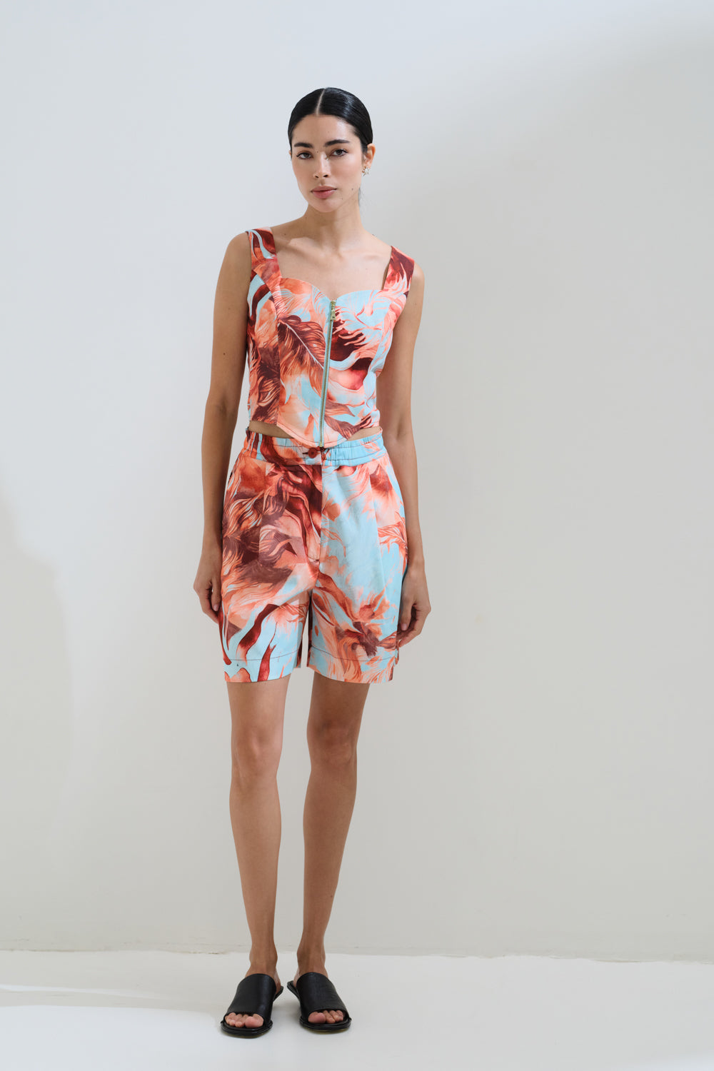 Printed top with zipper 