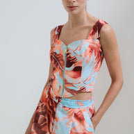 Printed top with zipper 