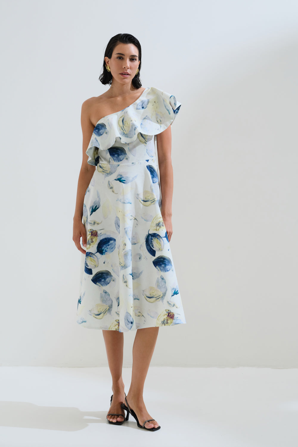 Ruffled one shoulder dress