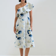 Ruffled one shoulder dress