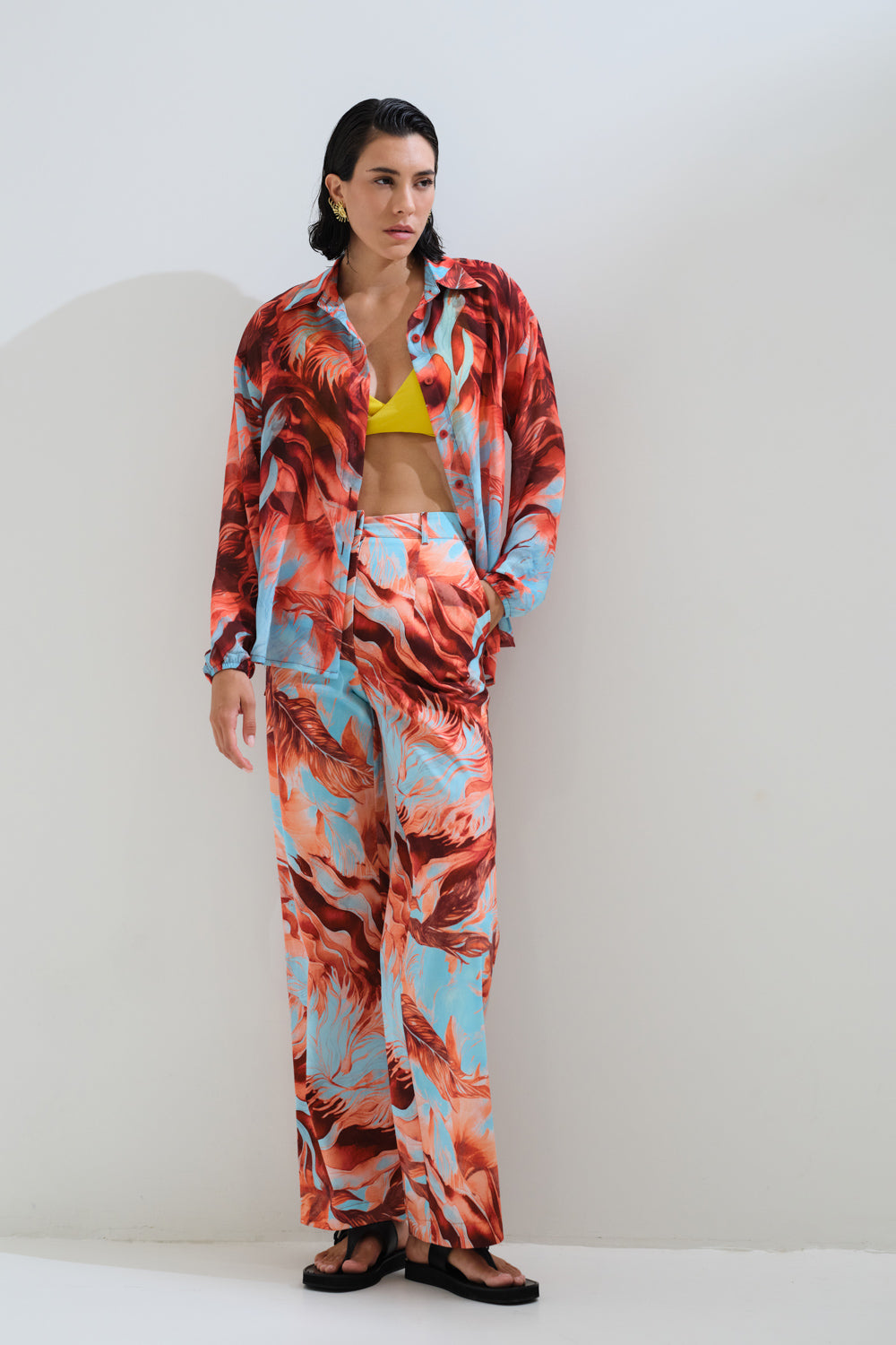 Printed stretch pants