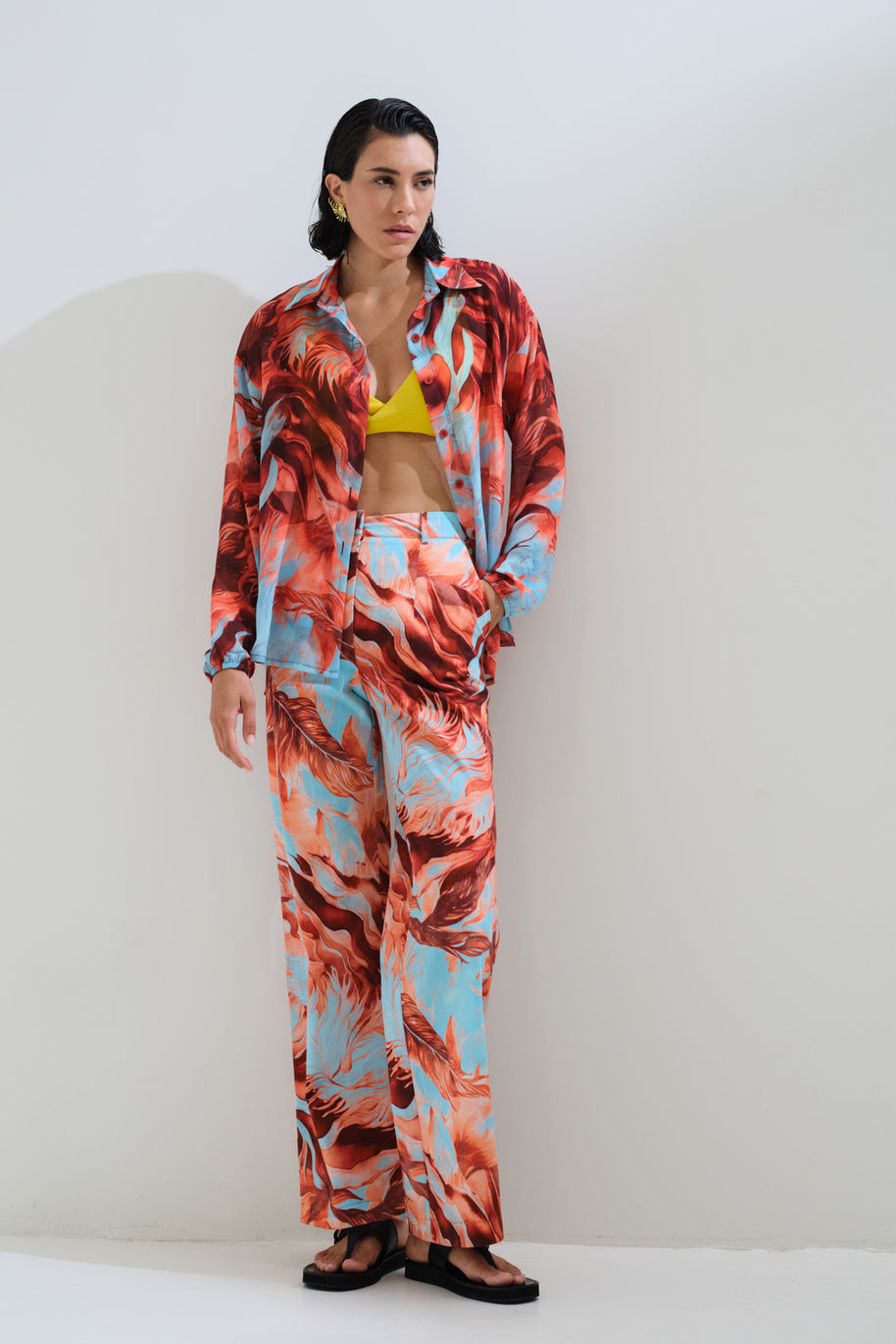 Printed stretch pants