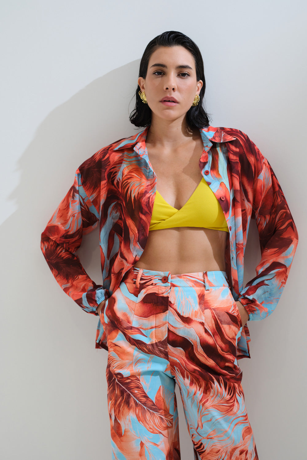 Printed stretch pants