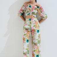 Floral linen pants