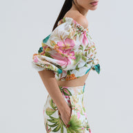 Μπλούζα φλοράλ με λάστιχο