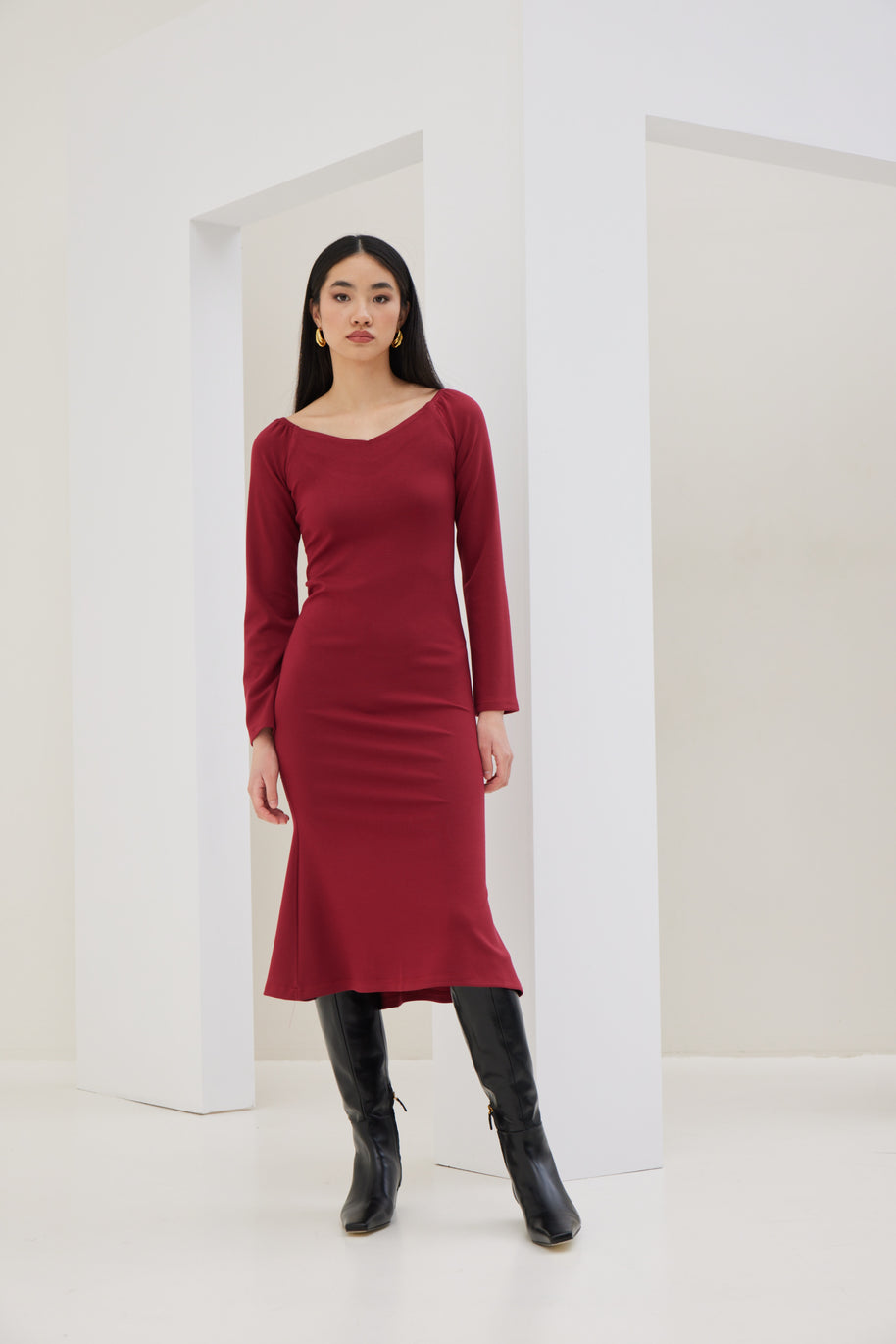 Elastic Midi Dress