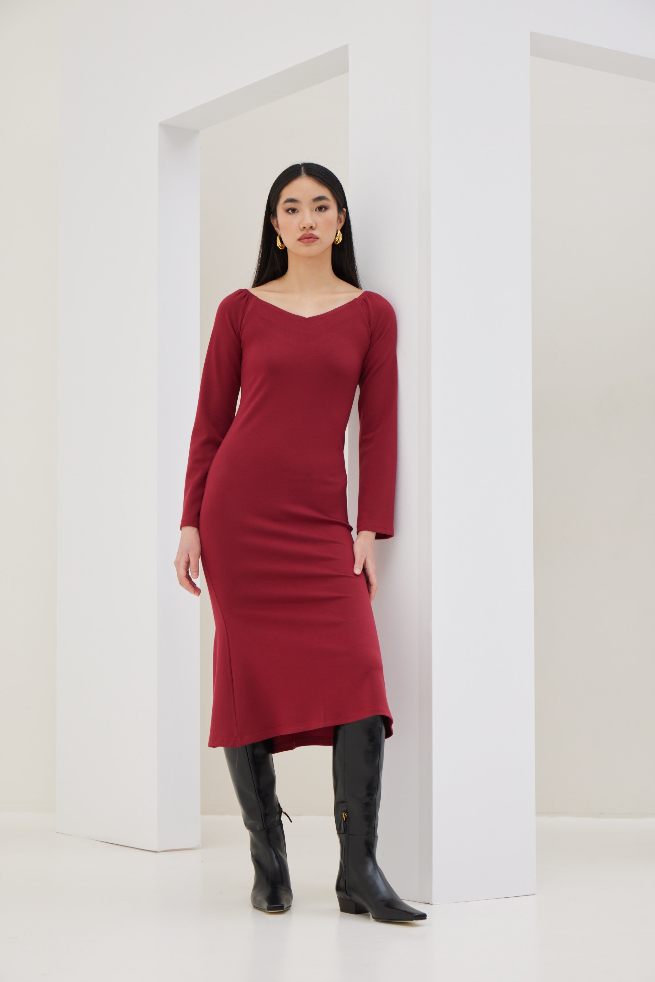 Elastic Midi Dress