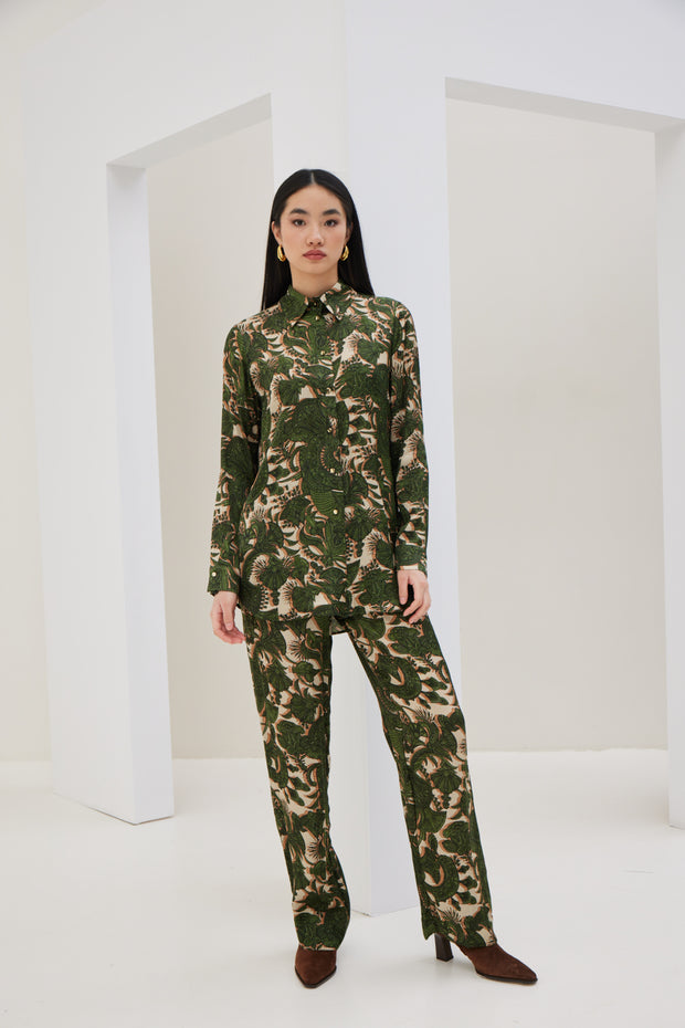 Πράσινο Εμπριμέ Παντελόνι