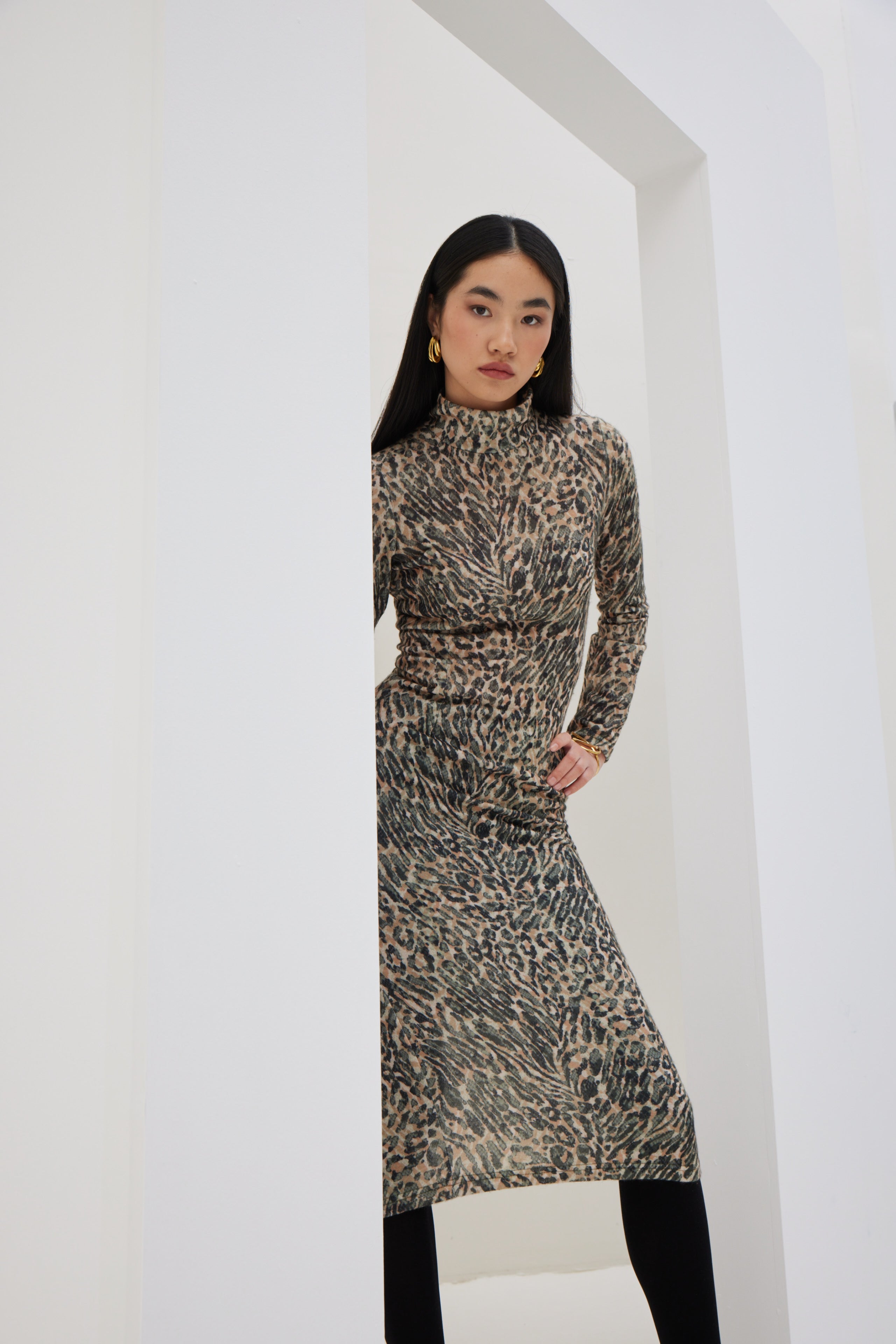 Knitted Turtleneck Dress