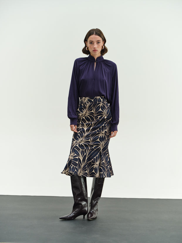 Εμπριμέ Μπλέ Φούστα