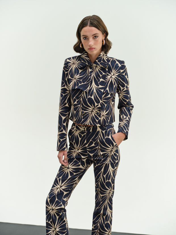 Εμπριμέ Μπλε Σακάκι