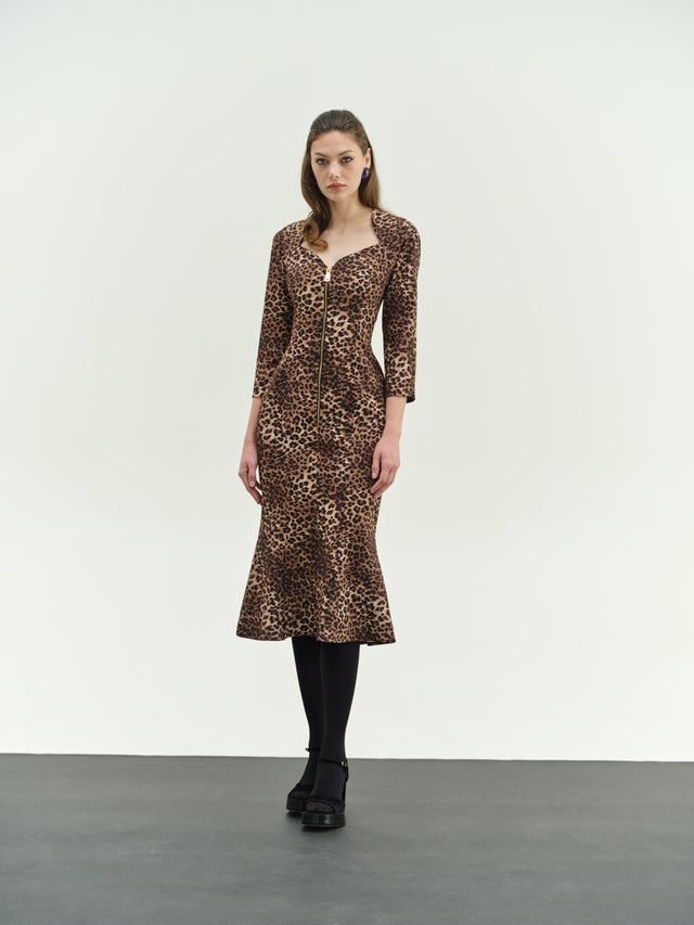 Midi Tiger Print Dress